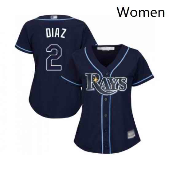 Womens Tampa Bay Rays 2 Yandy Diaz Replica Navy Blue Alternate Cool Base Baseball Jersey